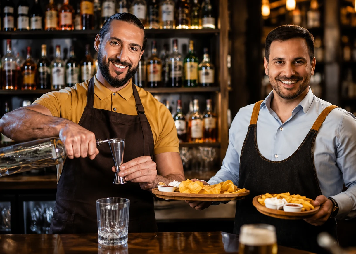 Bar e restaurante em pleno atendimento