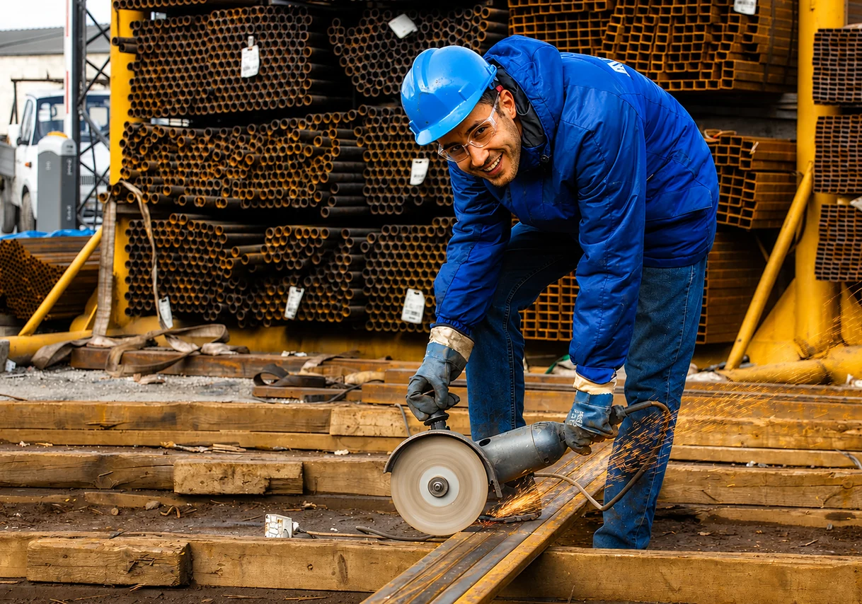 Loja de materiais de construção com corte de barras